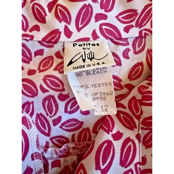Rare Vintage Petites By WILLI‎ Sz 12 Pink Floral Spring Couture Midi Shirt Dress - Picture 9 of 10